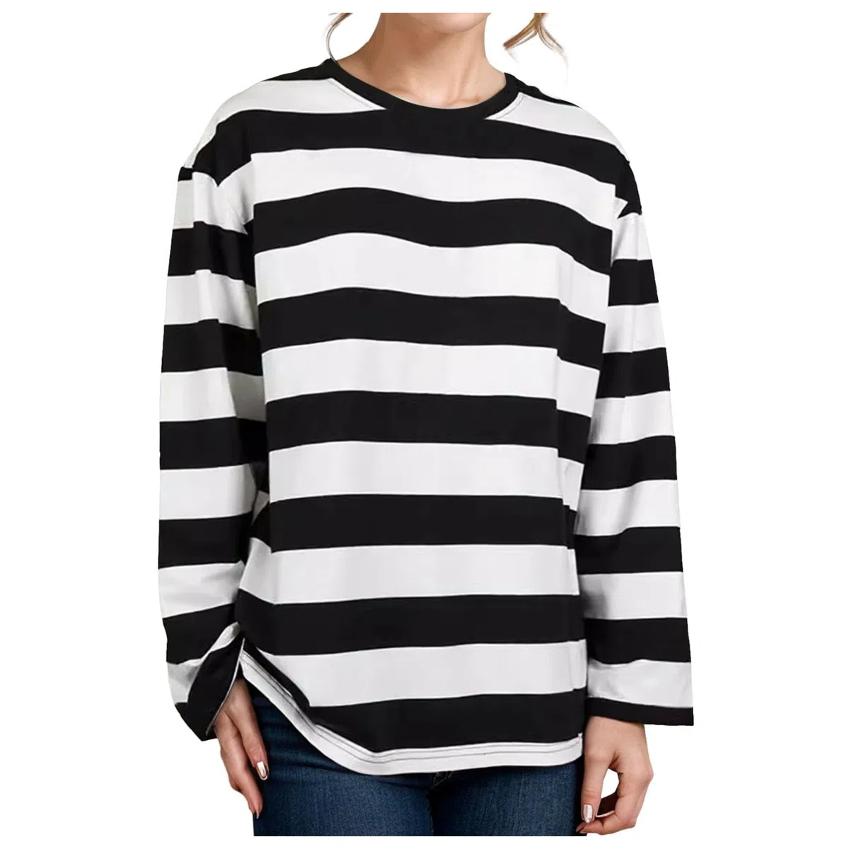 Camisa a rayas de manga larga a rayas para mujeres que usan coreanas en primavera,tops grandes sueltos.