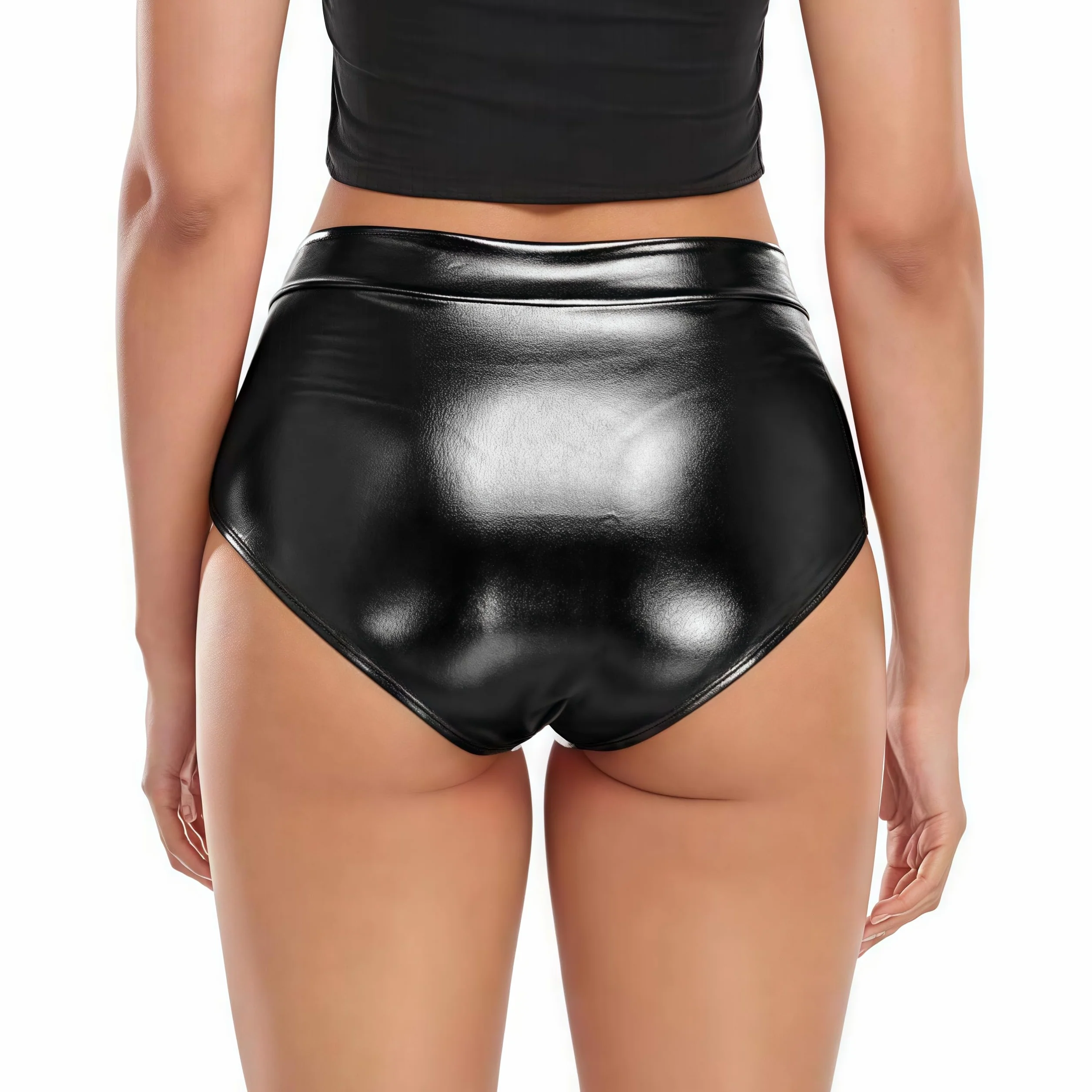 Pantalones cortos metálicos para mujer, cintura alta, sexy, para rave, baile, festival
