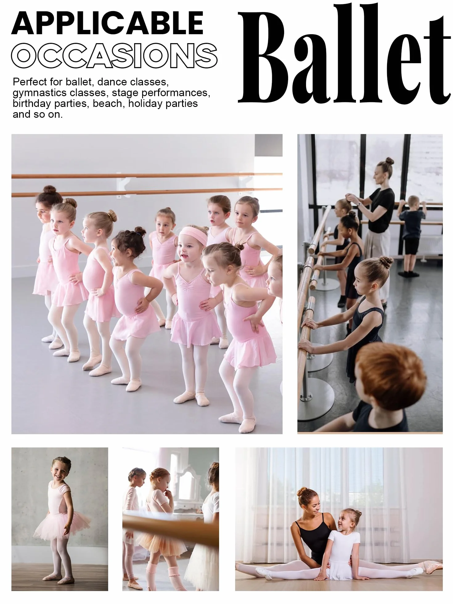 Vestido de Ballet para Niña Manga Corta Algodón Clásico Leotardo con Falda 2-11 Años