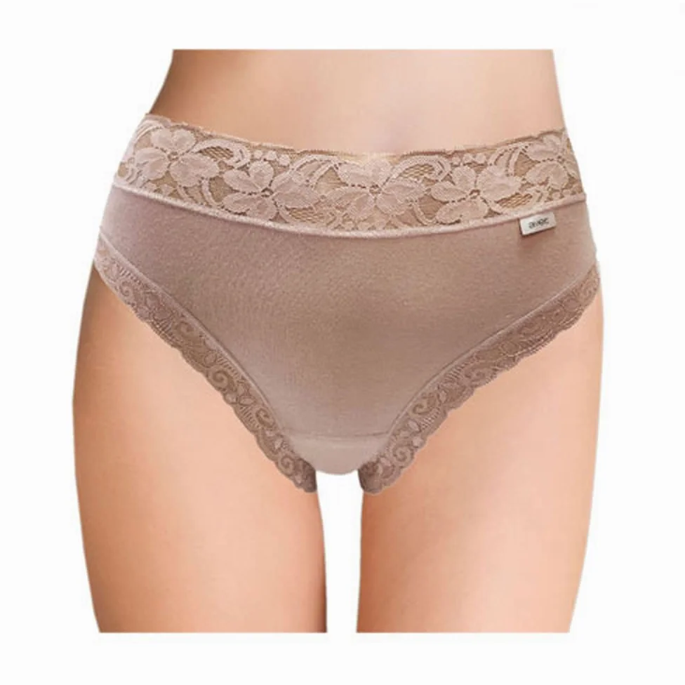 AVET - 3324 Pack de 6 Braga Mujer Alta Algodon Lycra sin Costuras y Encaje Color: Petalo Talla: M
