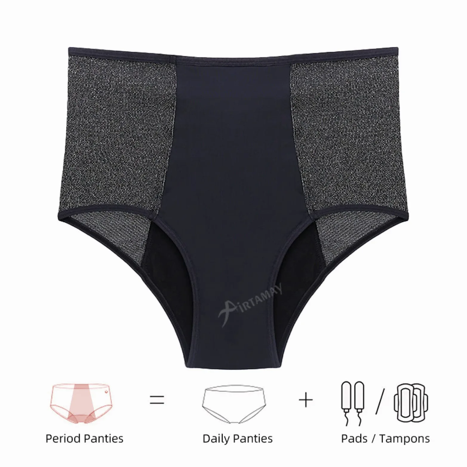 Bragas Mujer Algodon 2/4 Uds Ropa Interior fisiológica sin servilletas sanitarias de Cuatro Capas de Gran tamaño Pantalones Sanitarios menstruales para tía Femenina