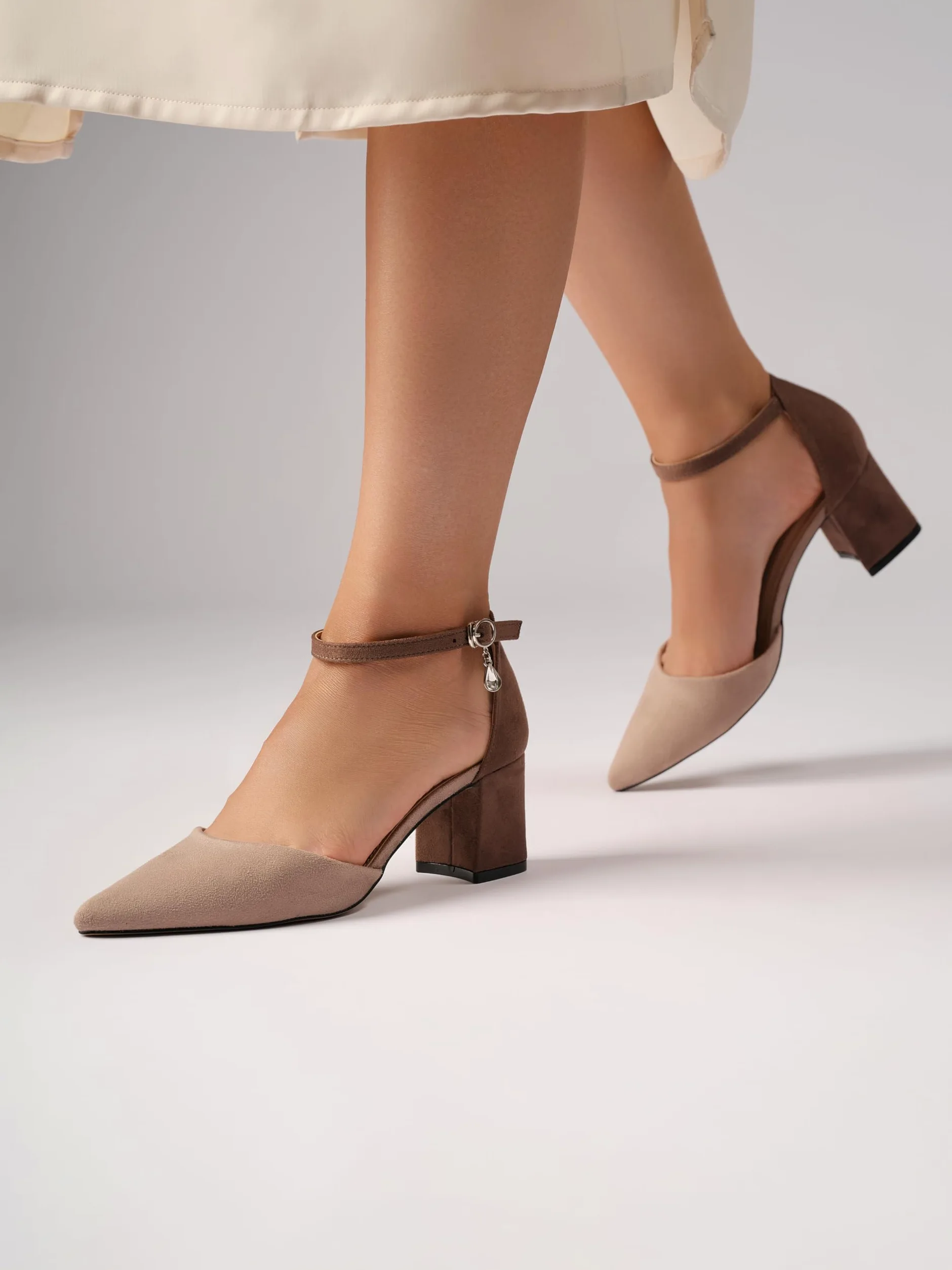Zapatos de tacón para mujer, color marrón, tacón de bloque de 5,5 cm, de ante suave, zapatos de tacón para mujer, zapatos de tacón suave, zapatos de tacón para mujer, HF749