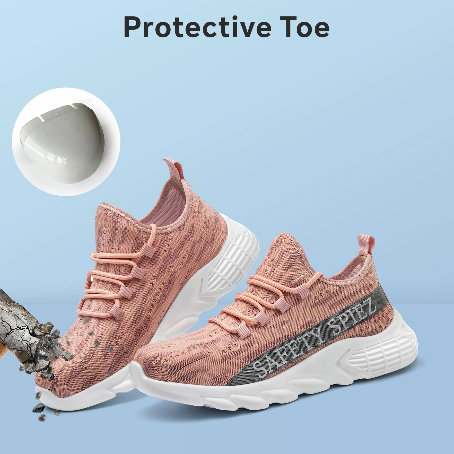 Spiez Zapatos de Trabajo Mujer, Zapatillas de Seguridad Ligeras Transpirables con Puntera de Plástico, Calzado sin Cordones