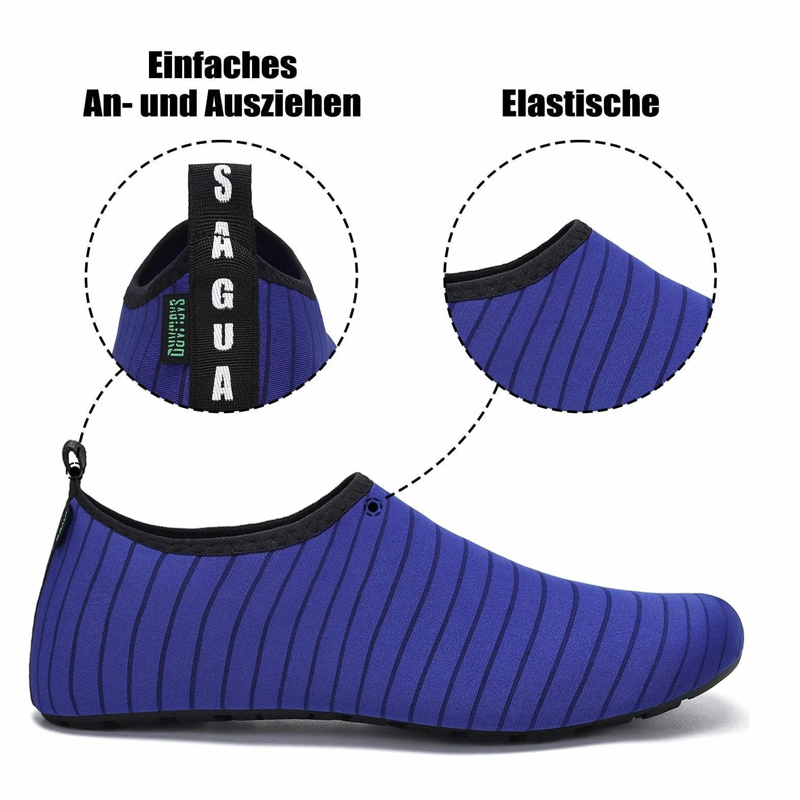 SAGUARO Escarpines Hombre Zapatillas de Agua Secado Rápido Antideslizantes Calzado Natación Surf Acuáticas Azul Marino Gr. 40/41 EU