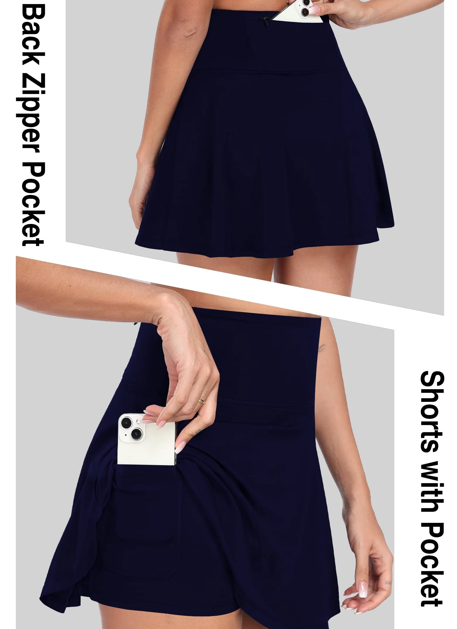 Falda de tenis plisada para mujer con pantalones cortos debajo de la falda de golf atlética de cintura alta con volantes para correr y entrenar QYY24027