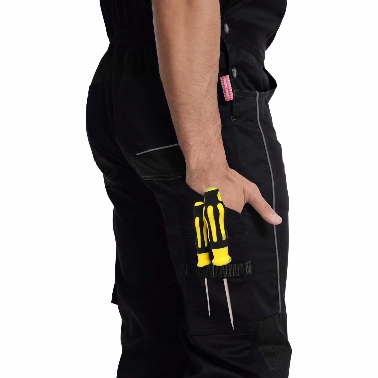 WORK IDEA Pantalón de Trabajo elástico para Hombre con múltiples Bolsillos y Bolsillos para Herramientas