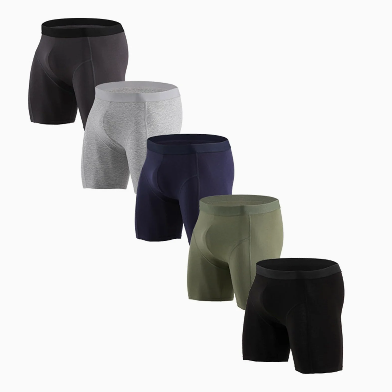 Pack de 5 calzoncillos tipo bóxer largos de algodón para hombre, suaves e ideales, transpirables, de secado rápido, calzoncillos lisos
