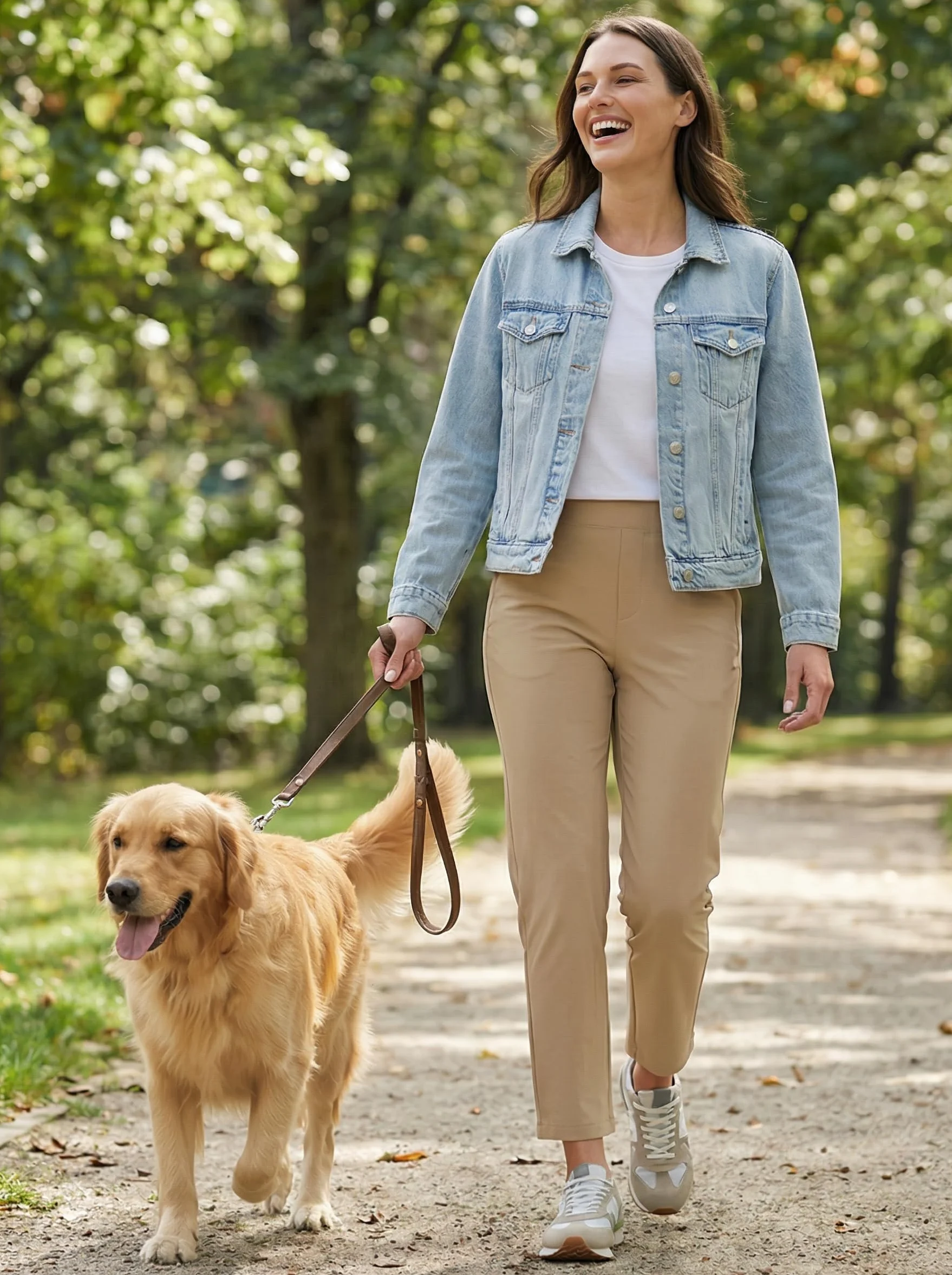 Libin Pantalones de golf para mujer, elásticos, de viaje, de cintura alta, bolsillos con cremallera, pierna recta, suaves, ligeros