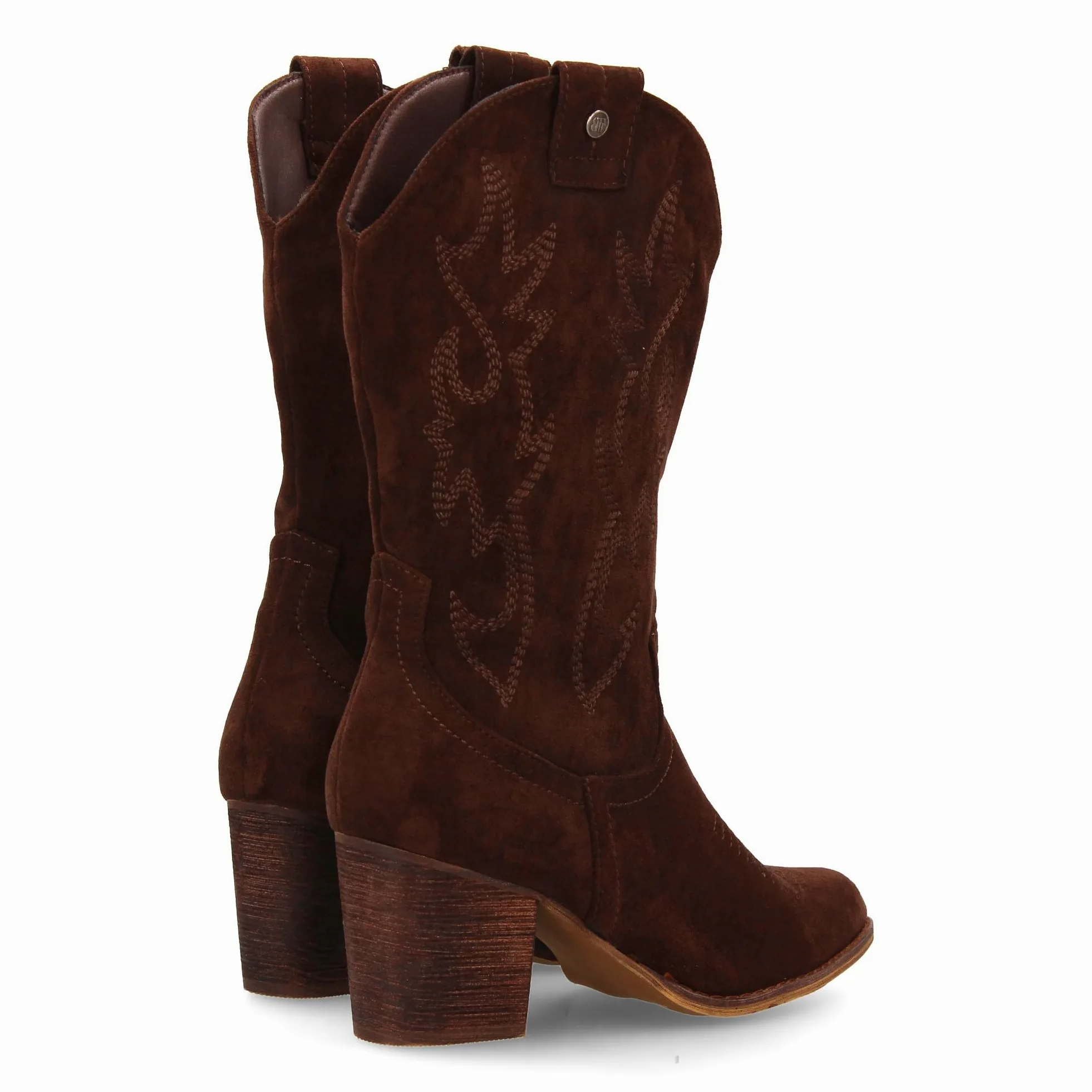 Bota Campera con Tacon, Comodas, Bordado en Cana y Empeine, Estilo Vaquero Cierre de Cremallera, Ideales Otono Invierno