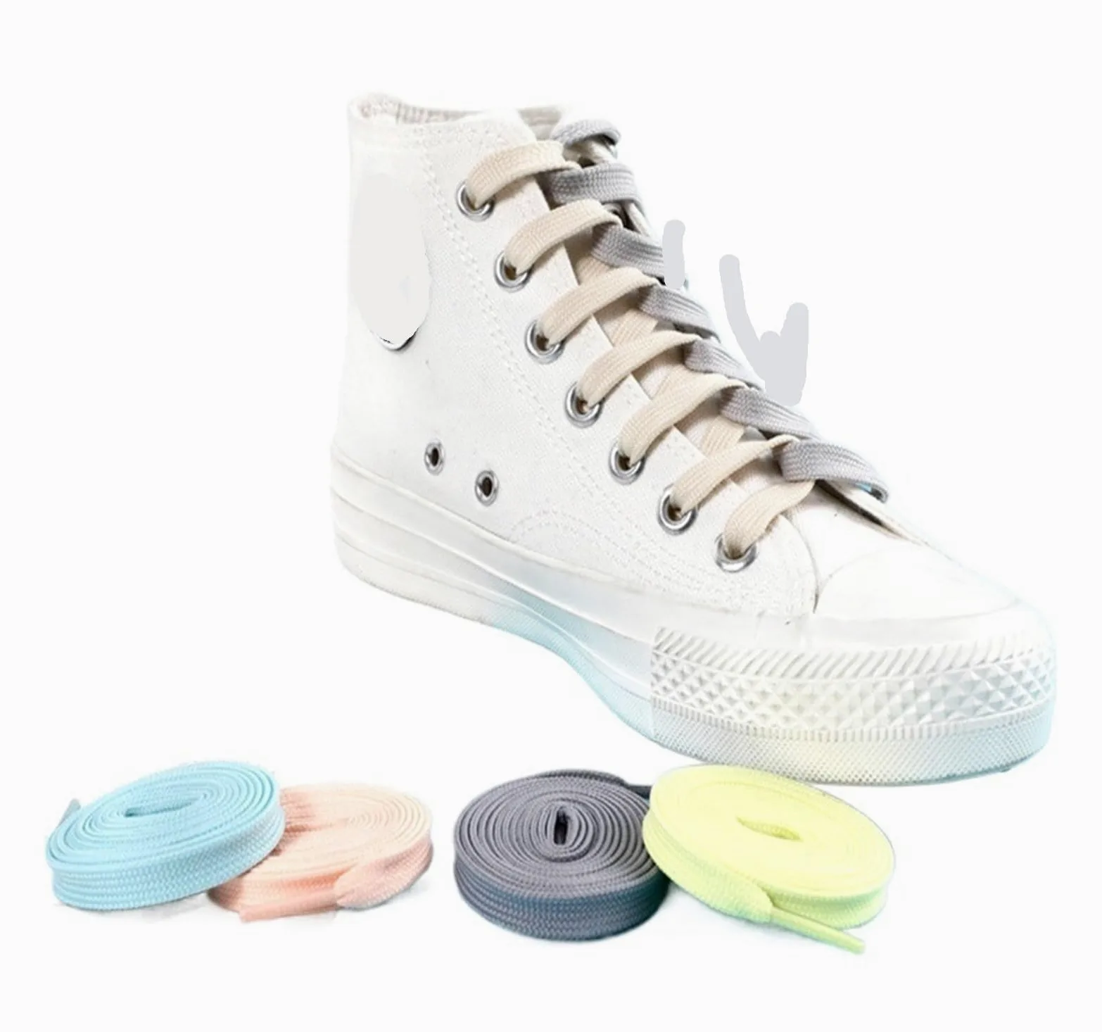 Cordones de Zapatos, Zapatillas de Deporte Cordones Zapatos Accesorios for Cordones Zapatos Planos Unisex(White,100cm)