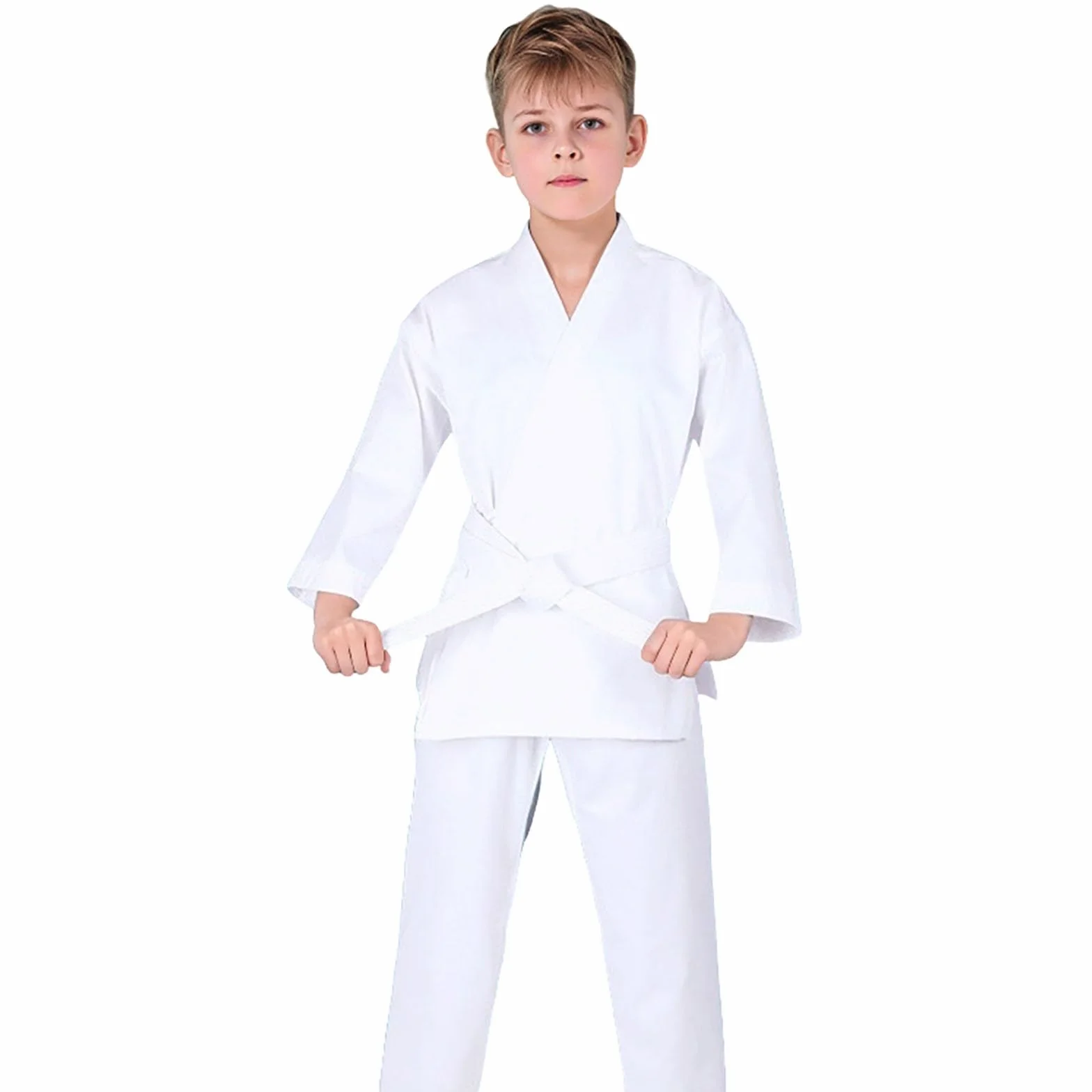 Conjunto de entrenamiento de karate completo para niños con cinturón y pantalones