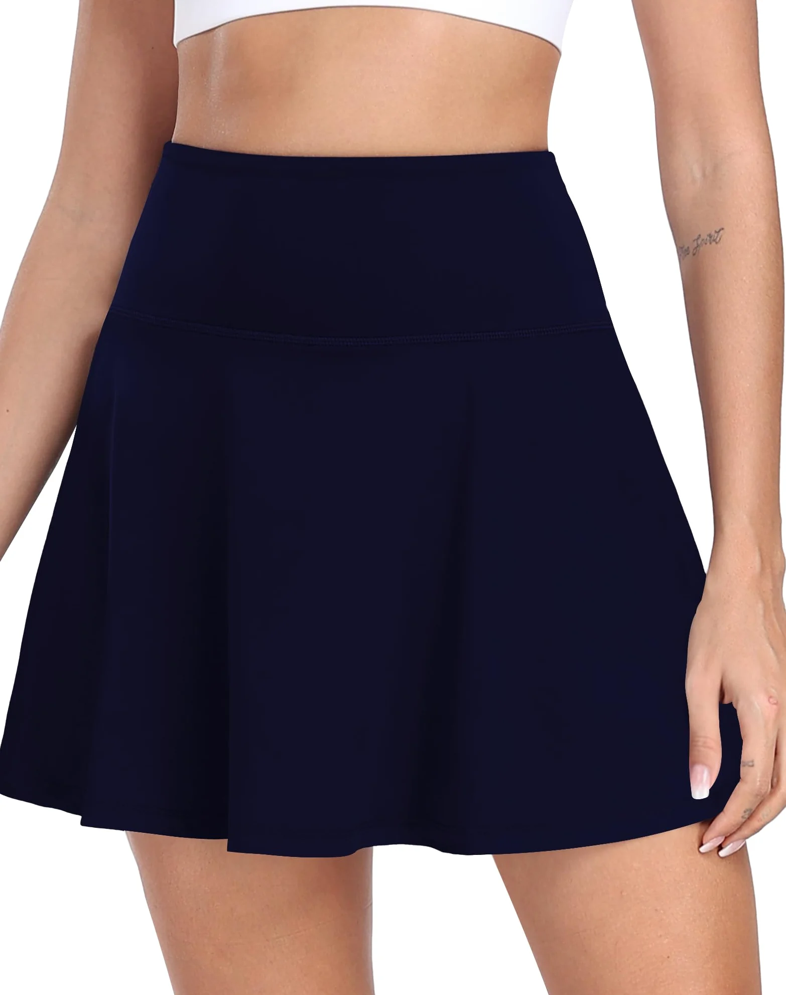 Falda de tenis plisada para mujer con pantalones cortos debajo de la falda de golf atlética de cintura alta con volantes para correr y entrenar QYY24027