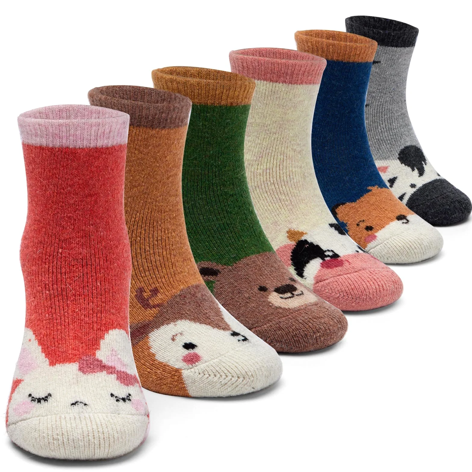 Calcetines de lana para niñas, calcetines cálidos de invierno, calcetines térmicos gruesos para niñas, 6 pares