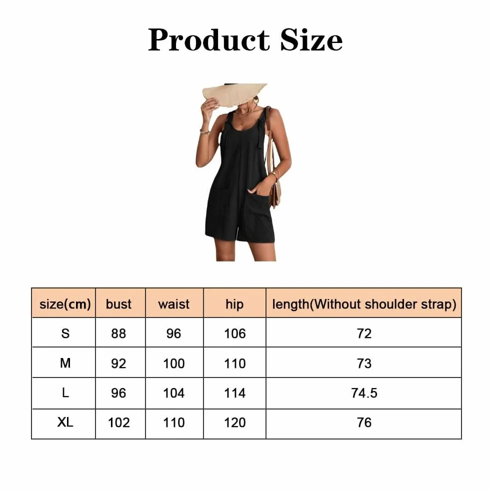 Mono Mujer Verano Sin Mangas Color Sólido Jumpsuit Negro Playsuit Holgado