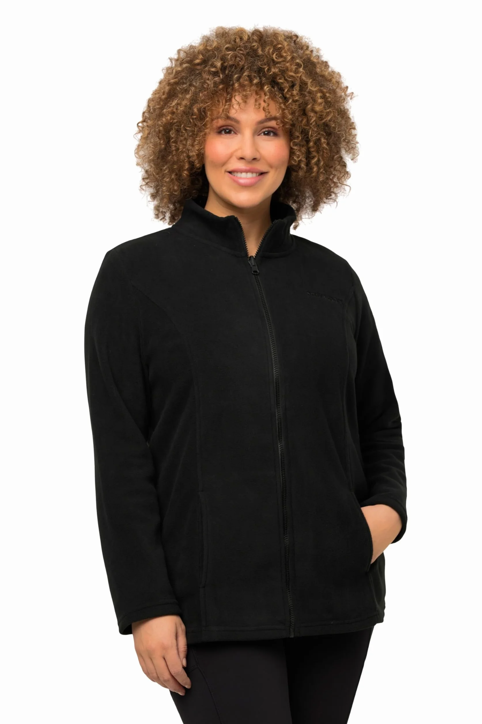 Ulla Popken Mujer Sudadera con Cremallera Negro 50+