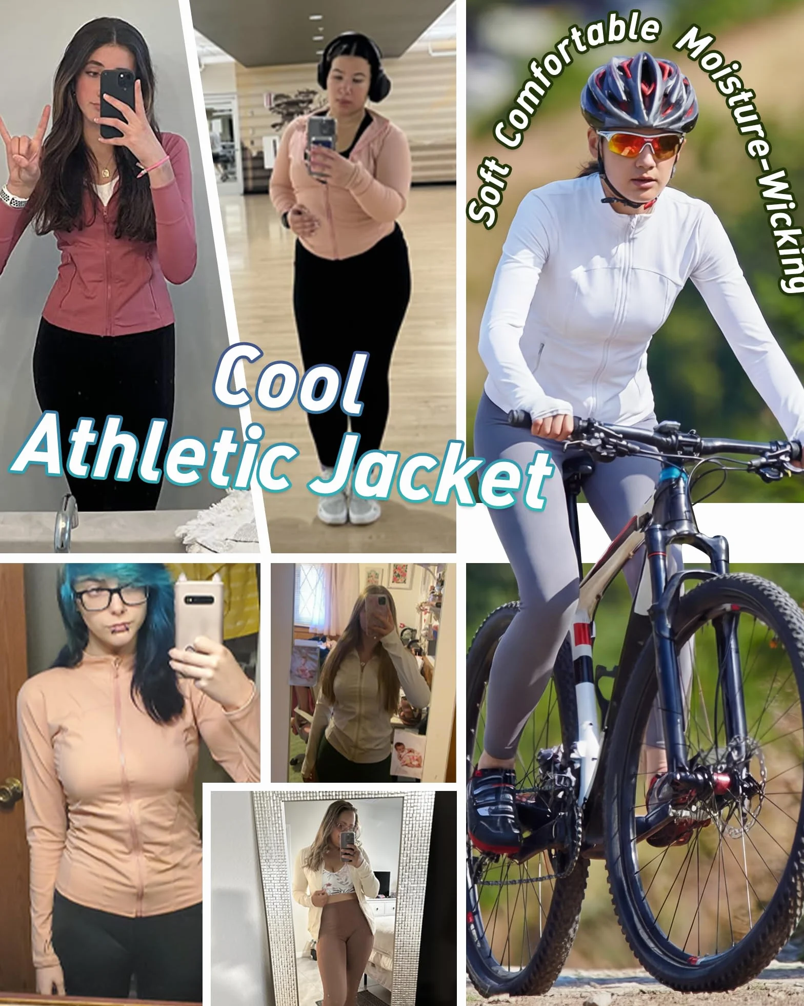 Locachy Chaqueta deportiva ajustada con cremallera completa para mujer, con bolsillos
