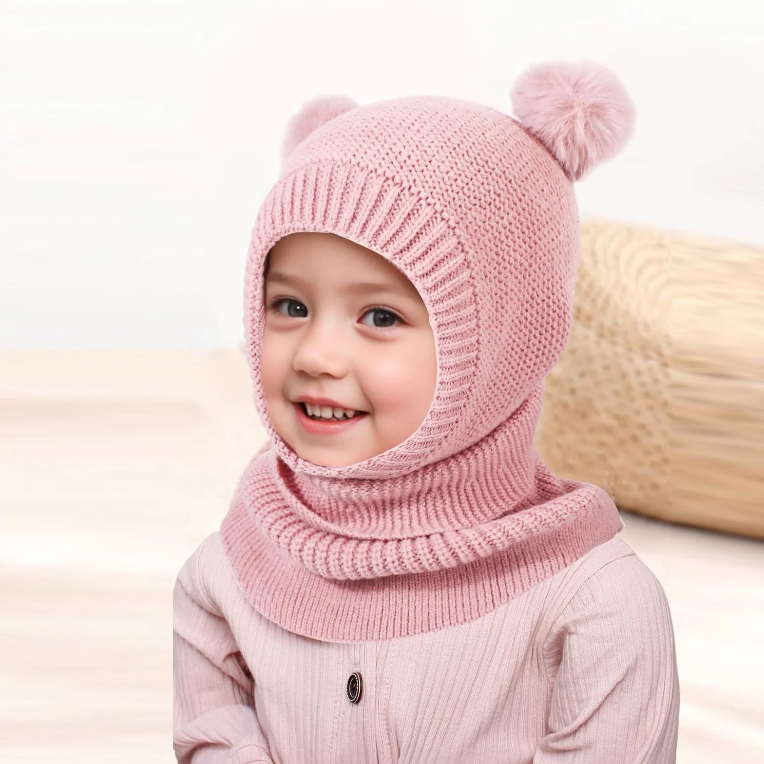 TAGVO Pasamontañas Térmico Invierno Niño Cortaviento Forro Polar Gorro Cuello Balaclava Esquí 2-5 Años