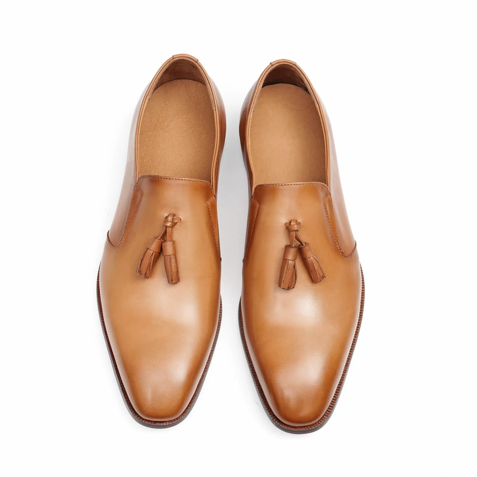 Mocasines Casuales con Borlas para Hombre Zapatos Bajos Slip On en Cuero Genuino