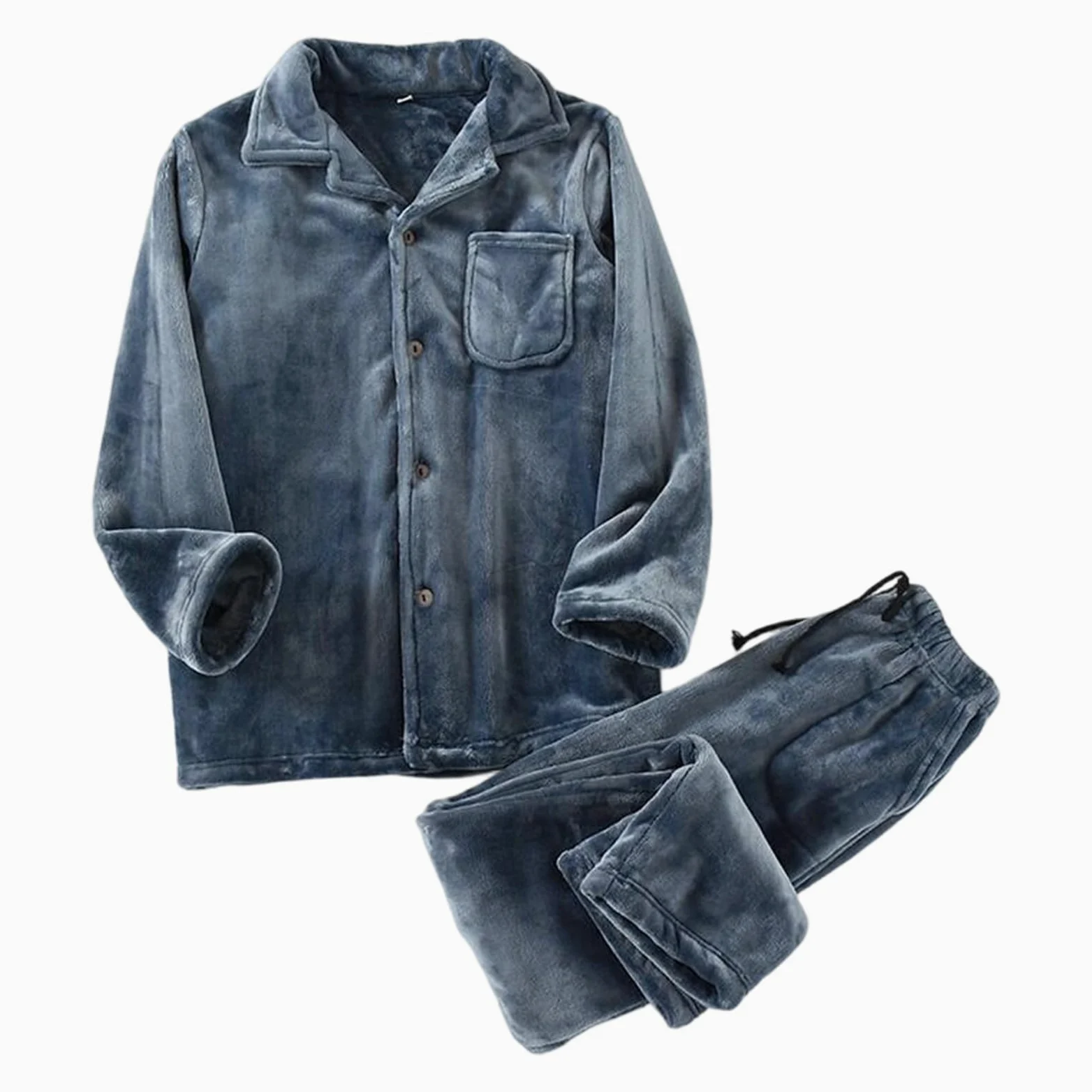 Genérico Pijama Hombre de Franela térmica de Invierno, Ropa de Dormir de Forro Polar acogedora para Noches frías, Ropa Suave y cómoda para el hogar.