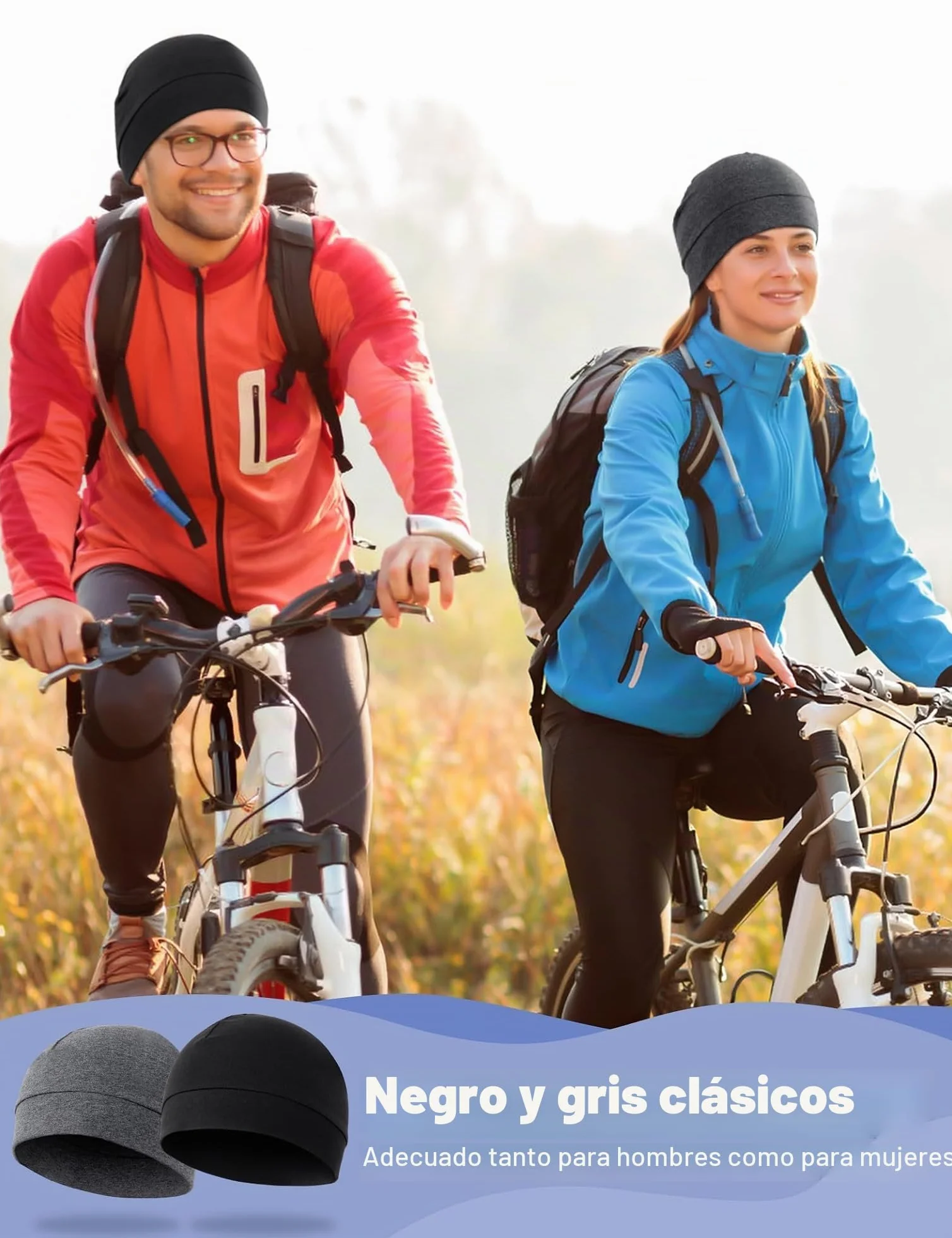 MELLIEX Gorro Transpirable Algodón Running Skull Cap Multifuncional para Hombre Mujer Ciclismo Moto