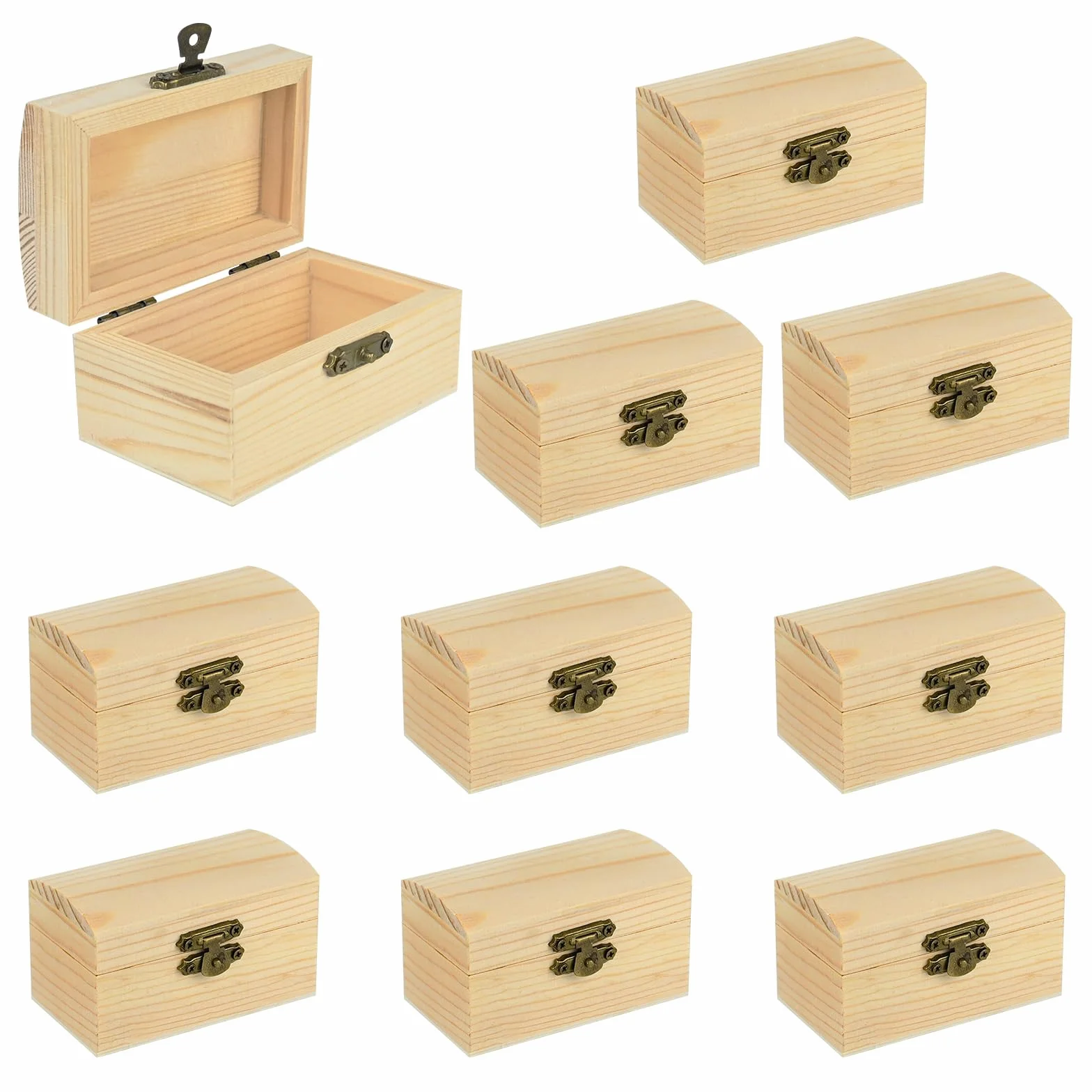 Pequeño Cofre del Tesoro de Madera 10 Piezas 9x5x4.5cm con Cierre