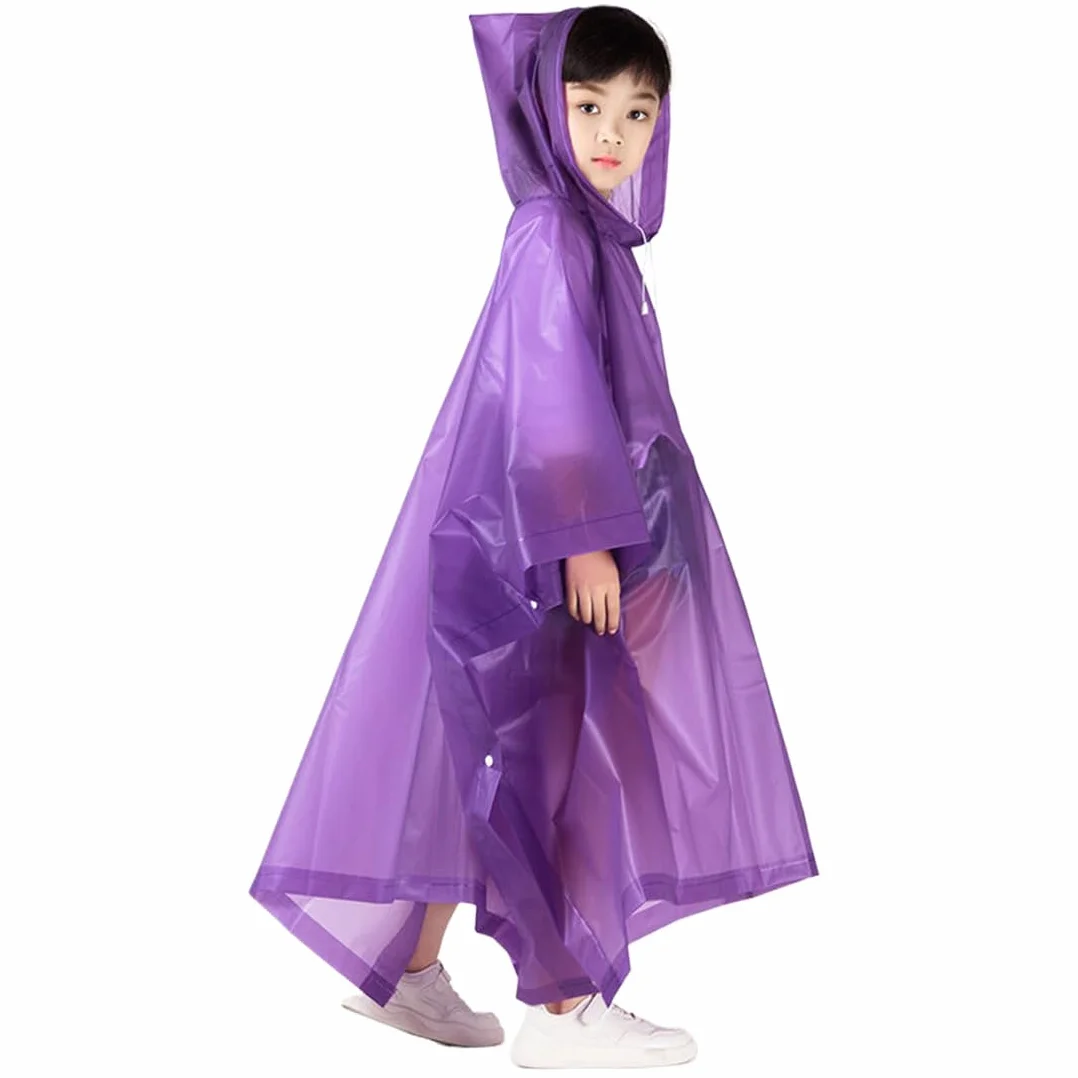 Poncho de Lluvia para Niños, Impermeable de Eva Reutilizable, Capa de Lluvia Transparente Plegable, para Viajes Escolares, Senderismo, Ciclismo Al Aire Libre