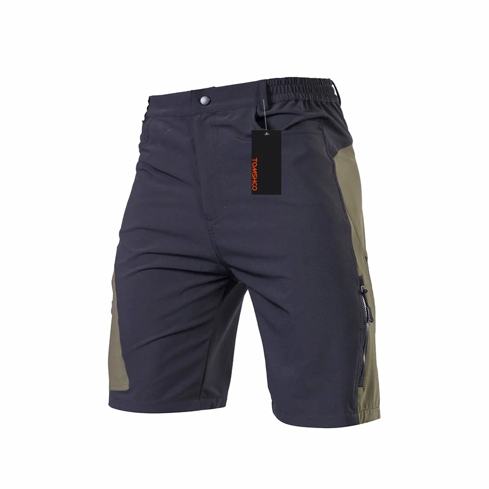 TOMSHOO Pantalones Cortos de MTB, Pantalones Cortos de Ciclismo para Hombre con Acolchados en 3D y 4 Bolsillos para Deporte al Aire Libre y Ciclismo