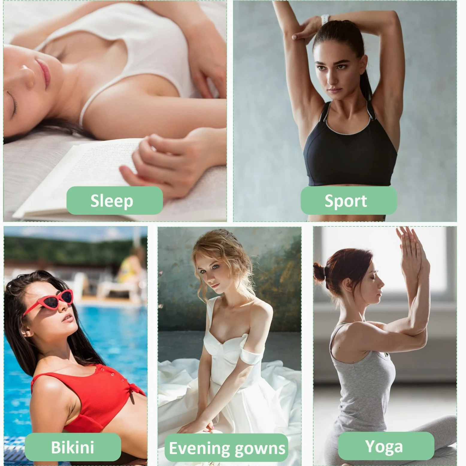 Genérico 12 Pares de Almohadillas de Sujetador Flexibles y Reutilizables para Mujer, Hechas de Fibra Elástica y Poliéster, Ideales para Sujetadores Deportivos y Trajes de Baño
