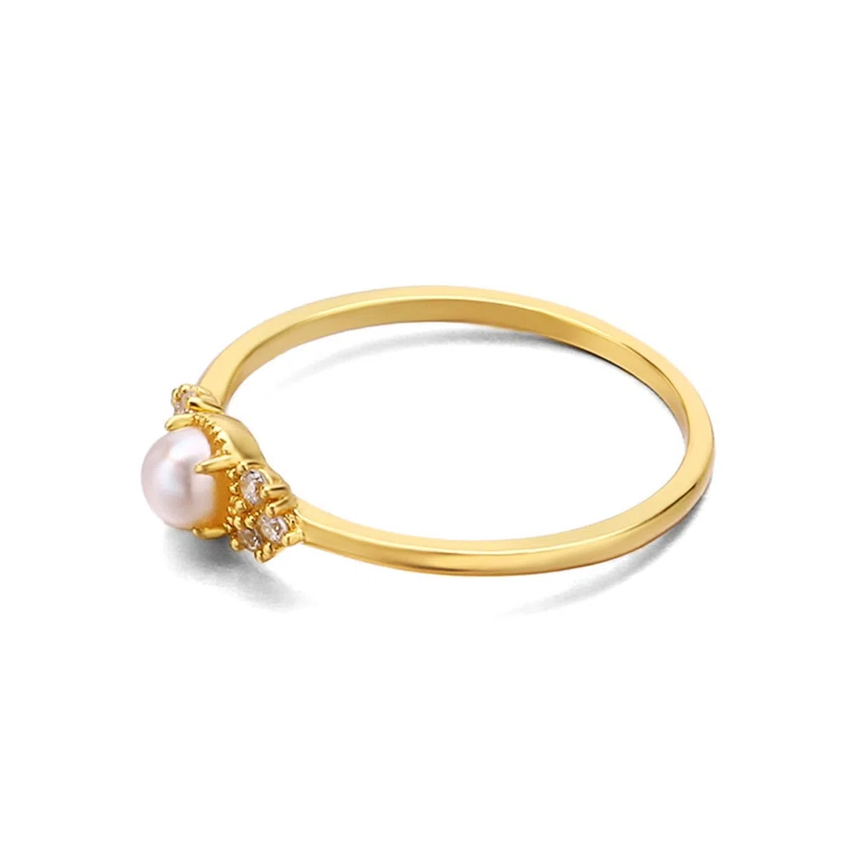 Anillo solitario de oro amarillo Au 375/585/750, joya auténtica con perla, forma clásica