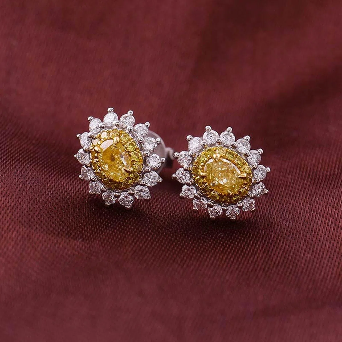 Epinki Pendientes Oro 9K/14K/18K para Mujer, 1/2ct Moissanita Flor Pendientes Fiesta Joyería