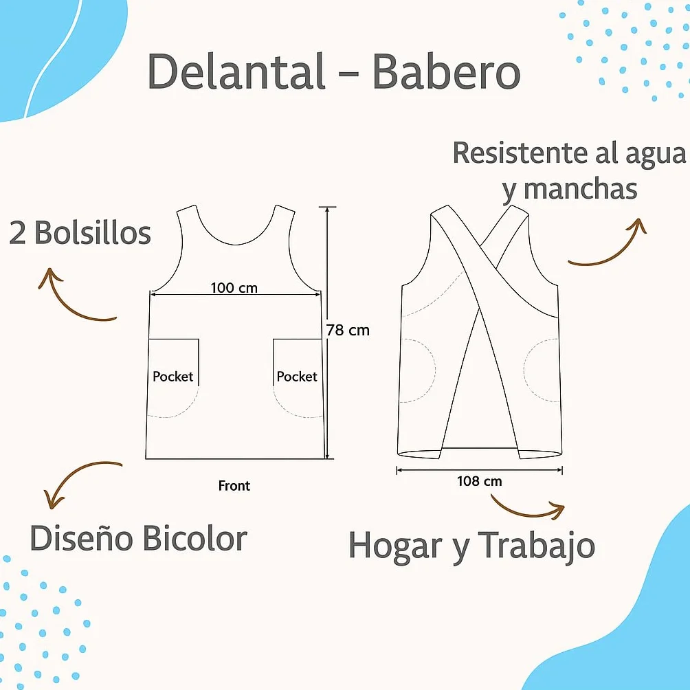 Bata Maestra Infantil – Estola para Profesora de Educación Infantil, 2 bolsillos – Antimanchas y Repelente al Agua – Babi Escolar Cómodo y Ajuste L-XL – Estilo Japonés para Guardería y Colegio
