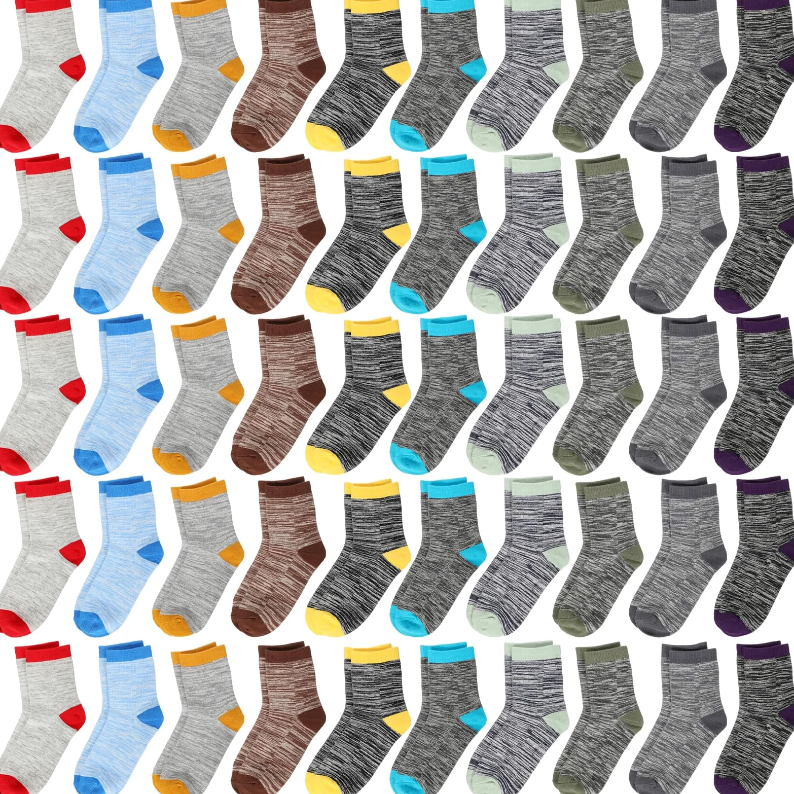 Chuarry 50 pares de calcetines cálidos para niños, calcetines de algodón suave al tobillo, transpirables, calcetines atléticos para deportes de invierno