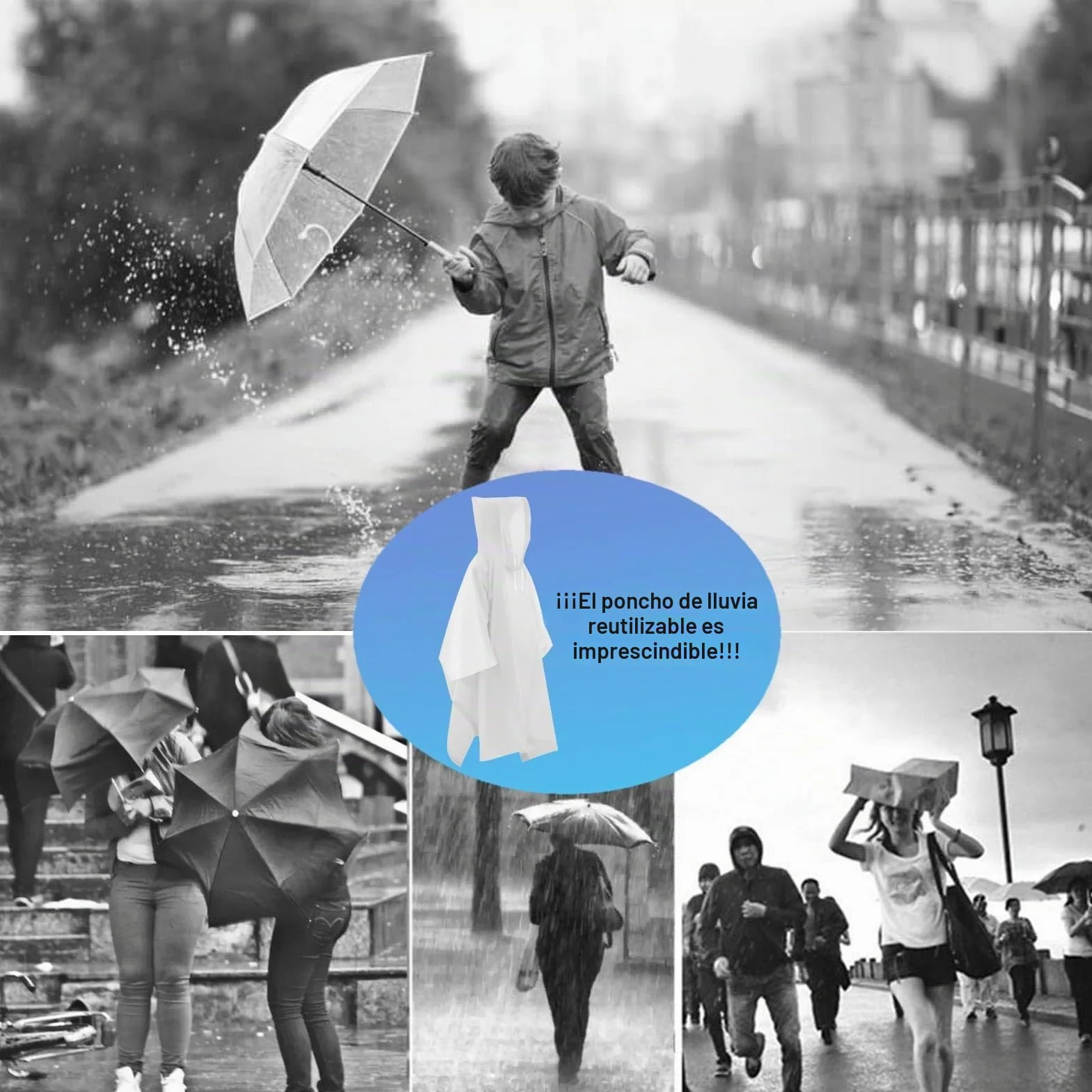 Poncho de lluvia impermeable para niños, reutilizable, transparente, con capucha