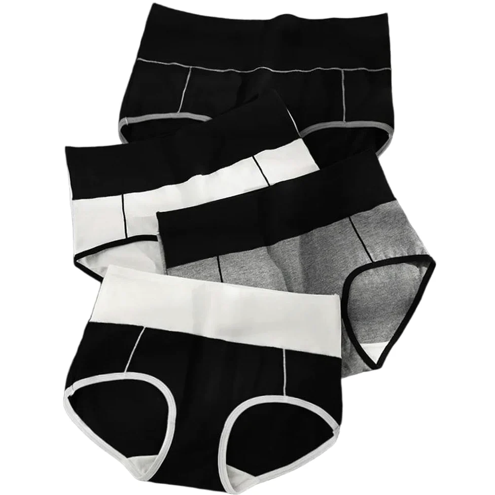 DYRBF - Bragas de algodón de cintura alta para mujer, ropa interior adelgazante, sin costuras, ropa interior sexy y transpirable para mujer, 4 piezas
