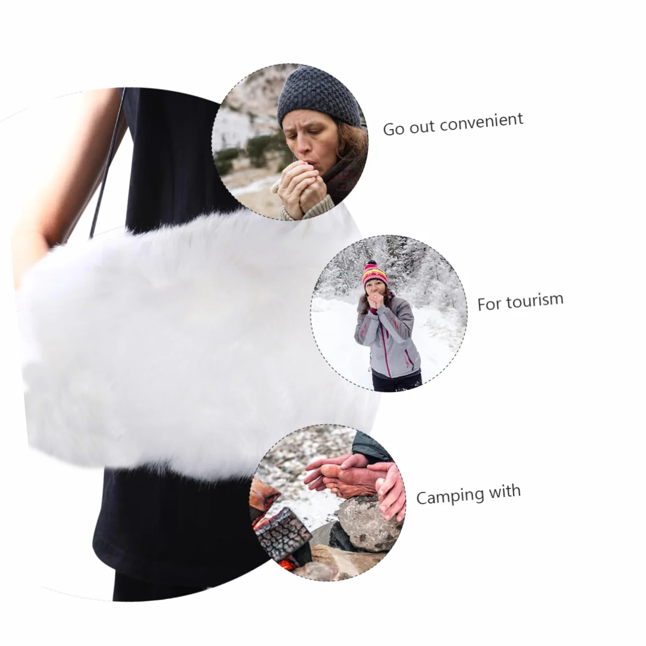 Calentador De Manos De Piel De De Imitación Silenciador De Manos Orejeras Peludas Guantes De Lana Cálidas Manos para Mujer Orejeras Calentadores De Manos Calentador De Manos