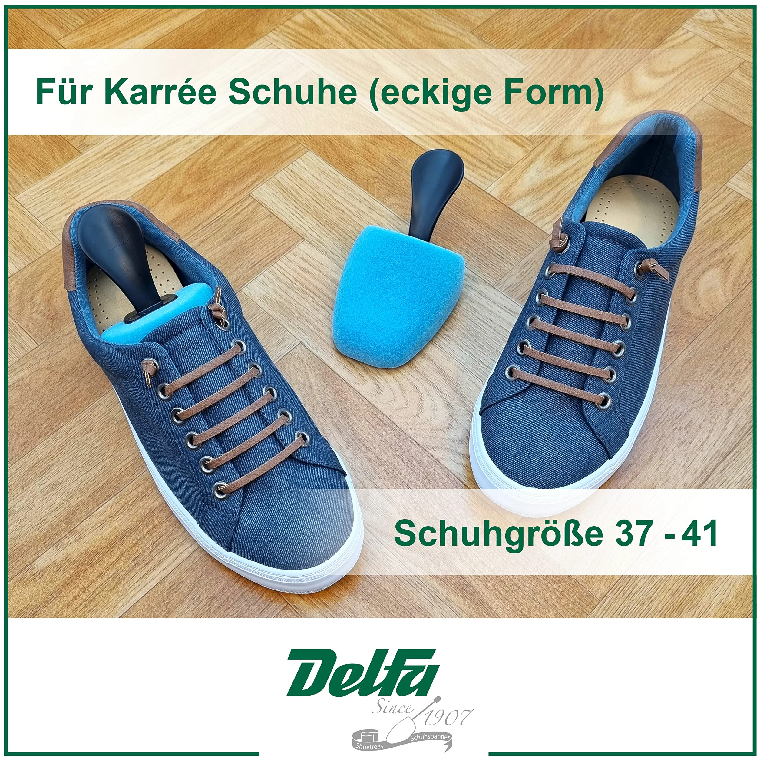 DELFA Samty - Horma de espuma para zapatos (forma cuadrada), para mujer, talla 37-41, azul claro, Einheitsgröße