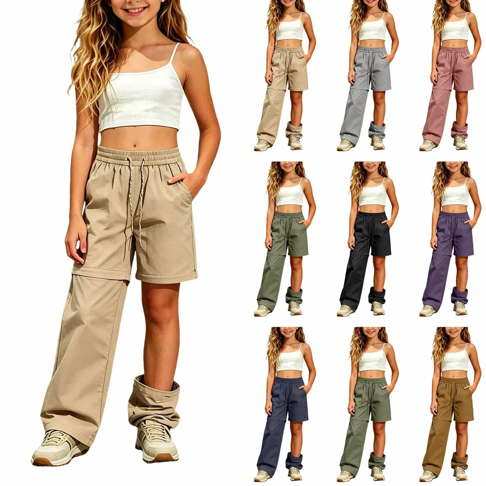 Pantalón Convertible Senderismo Niña Técnico Cremallera Bolsillos Ligero Transpirable Secado Rápido Trekking