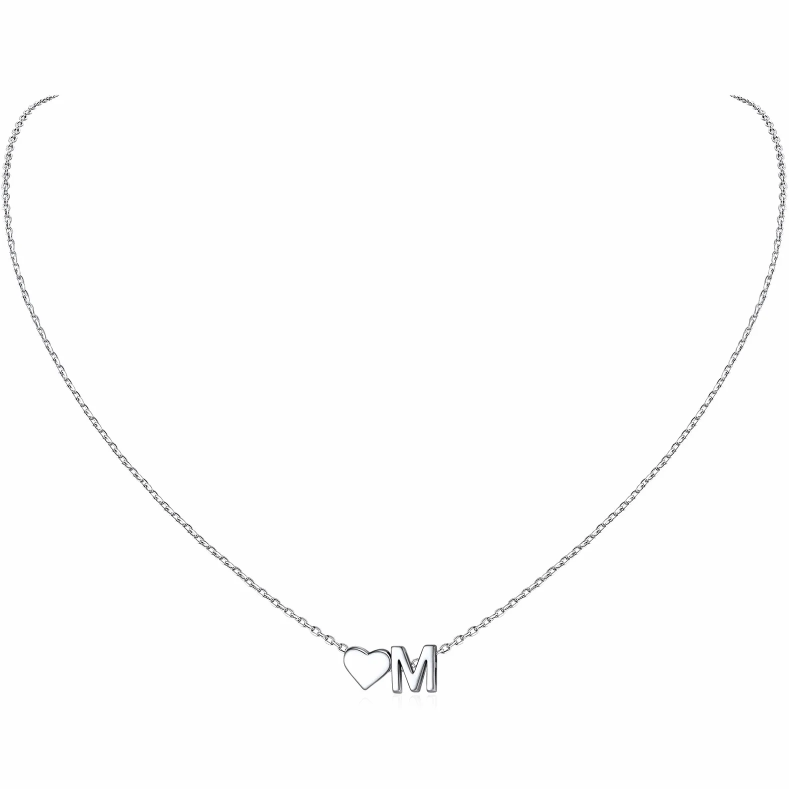 ChicSilver Collar Inicial Mujer Plata 925 Colgante Corazón Letras Nombre | Material Plata de Ley Joyería Deliciosa Romántica Madre Pareja
