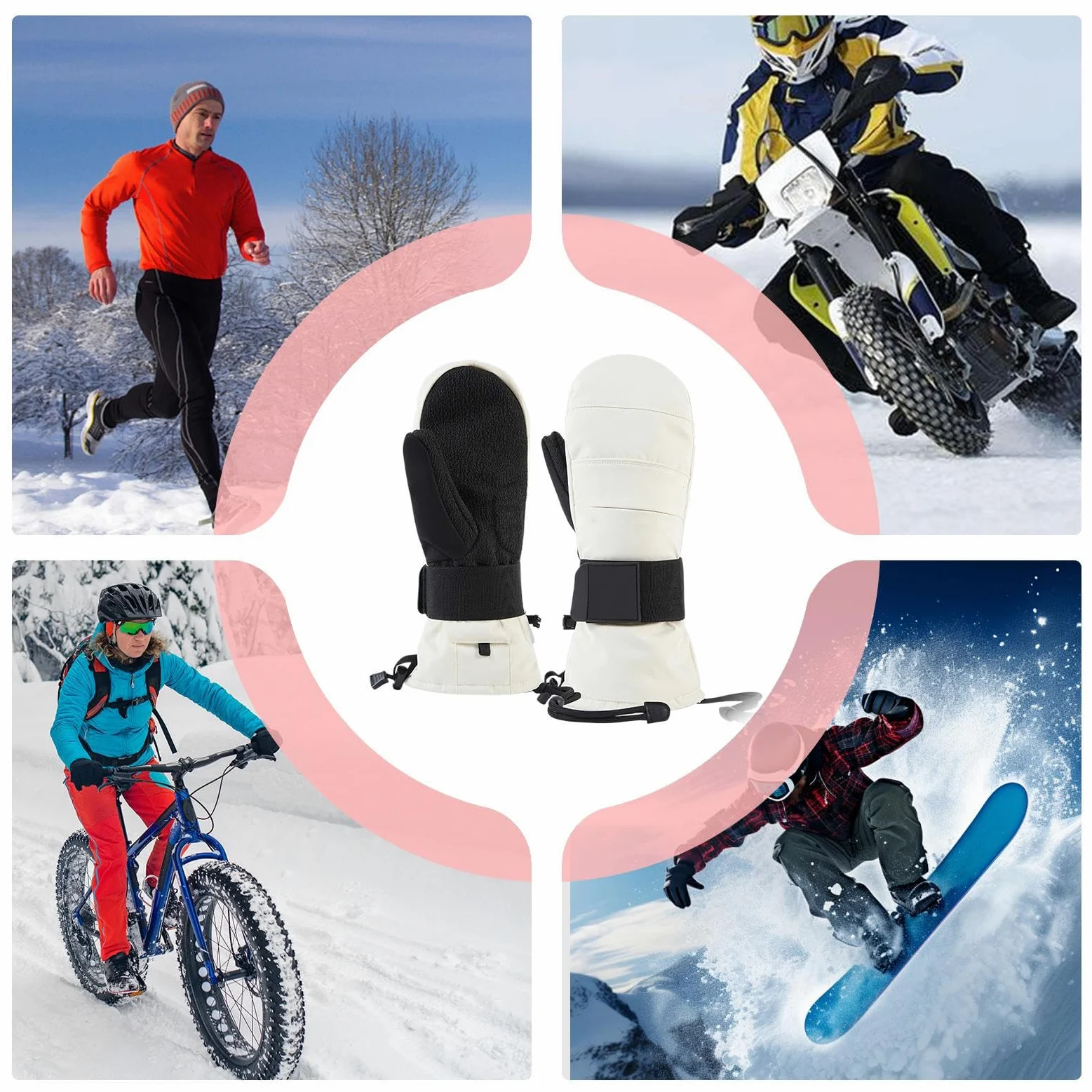 Guantes de motocicleta para clima frío, guantes térmicos para pantalla táctil, con protector de muñeca, guantes de snowboard con forro polar, para hombres, motocicleta, esquí, nieve, ciclismo
