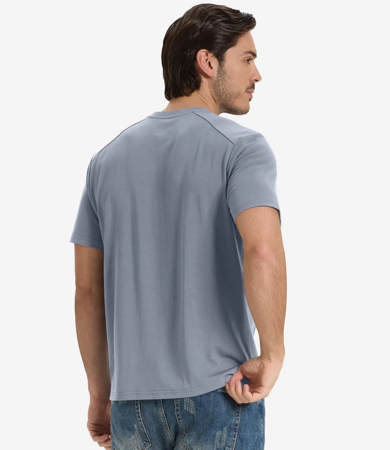 BAMBOO COOL Camisetas de manga corta para hombre, pesadas, cuello redondo, para hombre, absorben la humedad, camisetas casuales