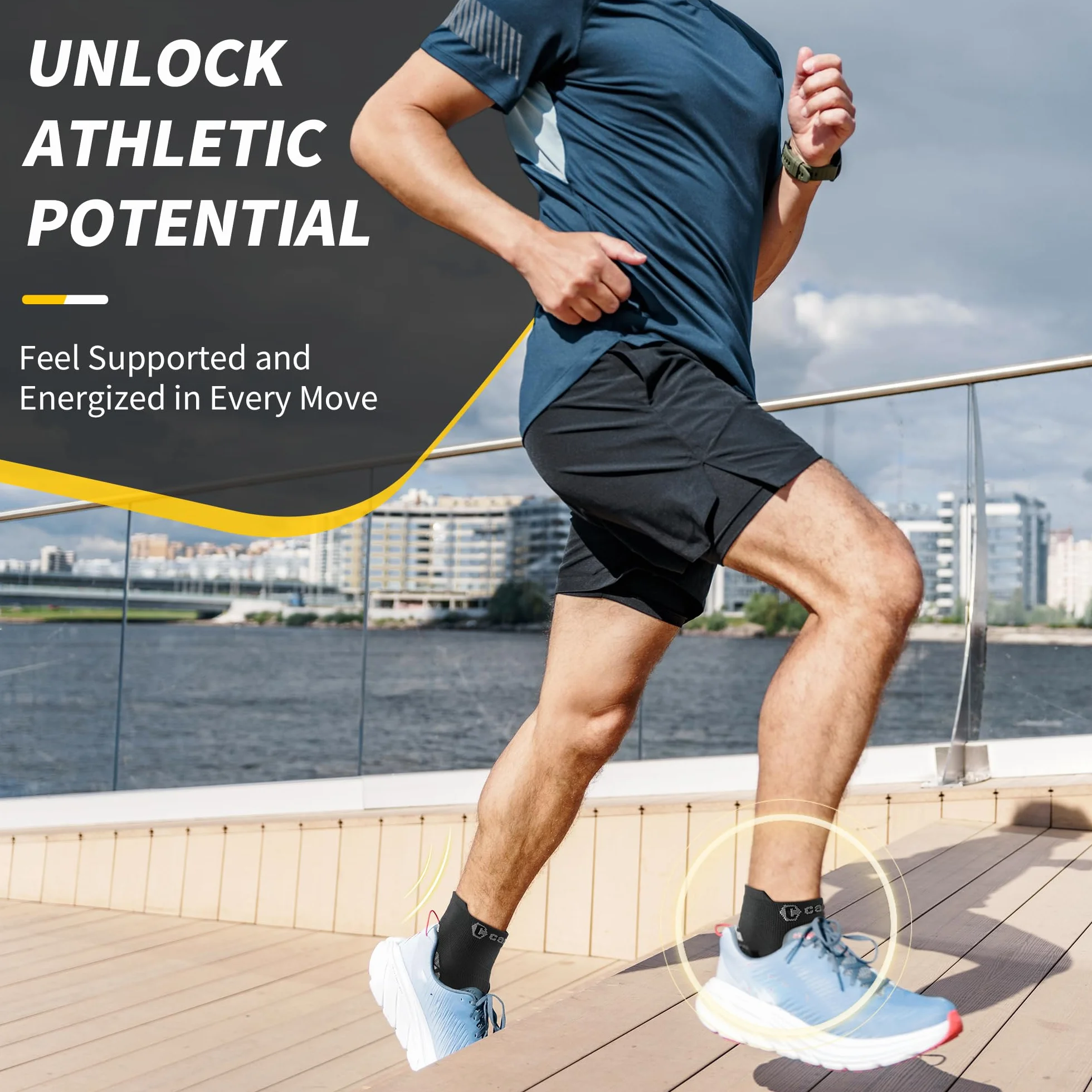 CAMBIVO Calcetines de Compresión Cortos 2 Pares 20-30 mmHg Antiampollas Running Hombre Mujer