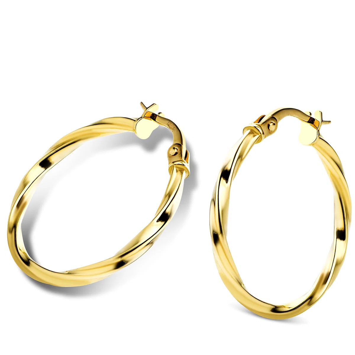 Orovi Pendientes de aro trenzados de oro amarillo 585 de 14 ct
