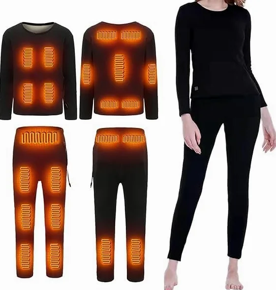 Conjunto de Ropa Interior térmica con calefacción para Mujer, Conjunto de Ropa Interior térmica eléctrica con calefacción por USB de 22 Zonas para Mujer para Interiores, Exteriores y Deportes