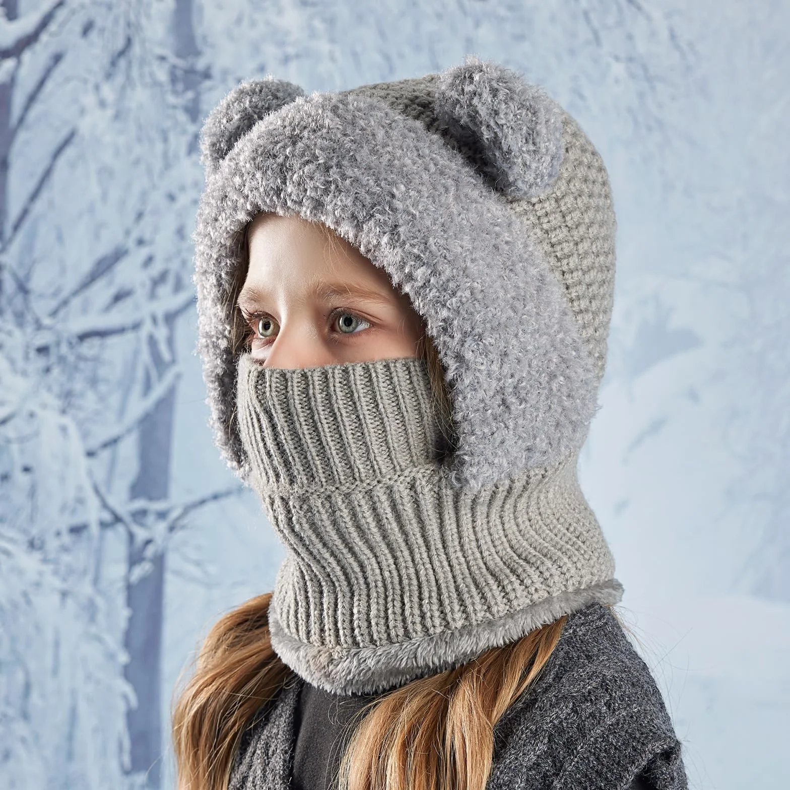 TAGVO Pasamontañas Térmico Invierno Niños Balaclava Cortaviento Cálido Máscara Esquí Gorro Forro Polar Calentador Cuello 4-10 Años