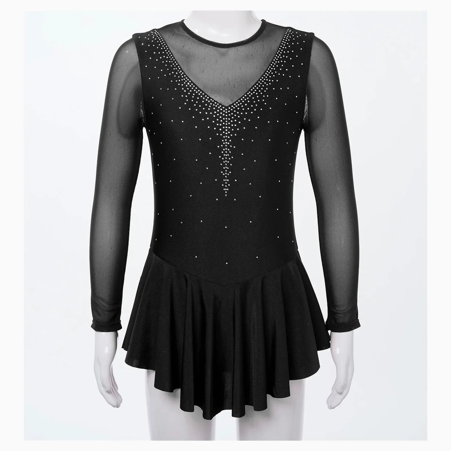 Vestido de Patinaje artístico con Diamantes imitación for niñas, Vestidos Leotardos Ballet Transparentes, Ropa Baile actuación sobre Hielo Empalme Malla