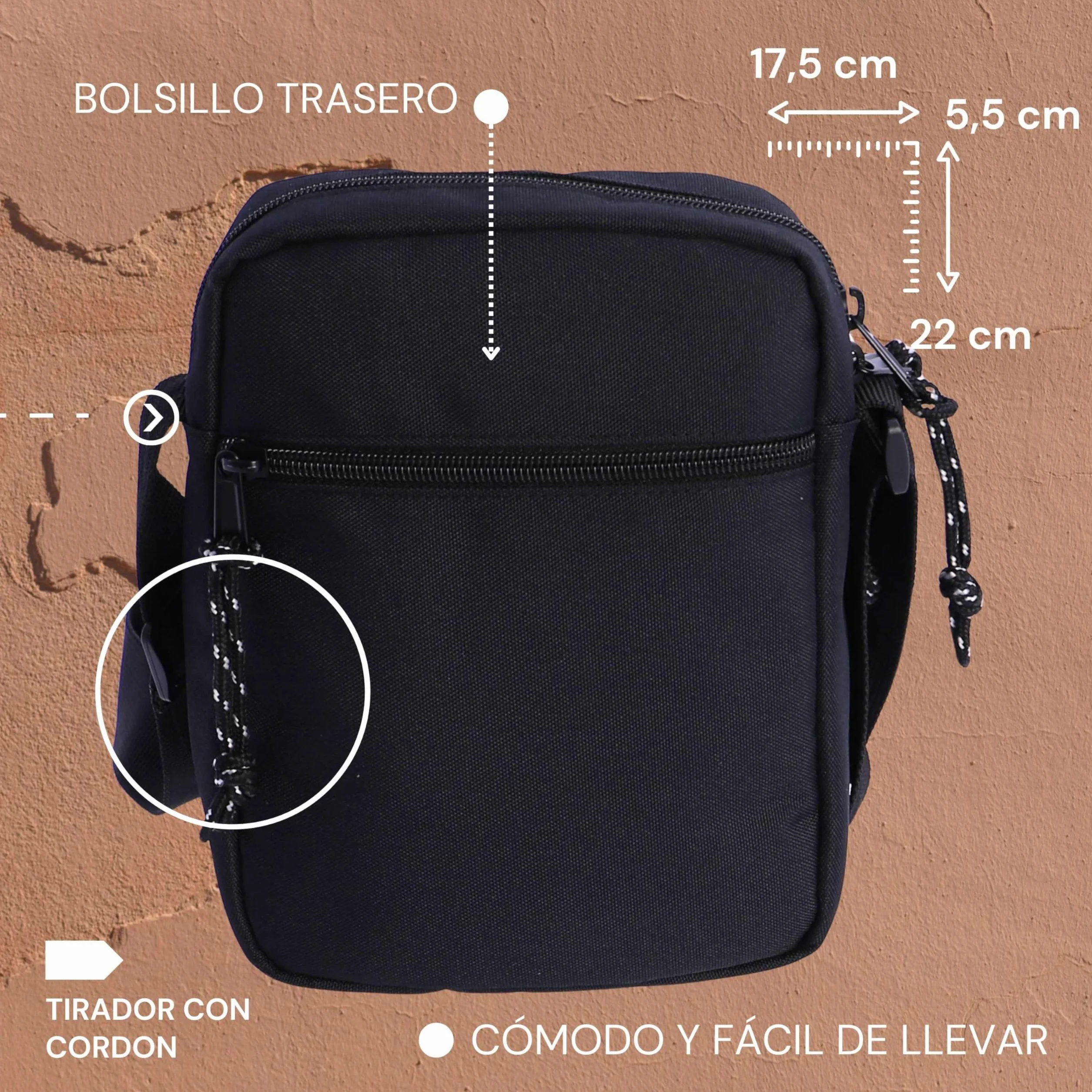 Coronel Tapioca – Bandolera para hombre estilo casual | Bolso hombre bandolera compacto con múltiples compartimentos | Ideal para uso diario, viajes o trabajo