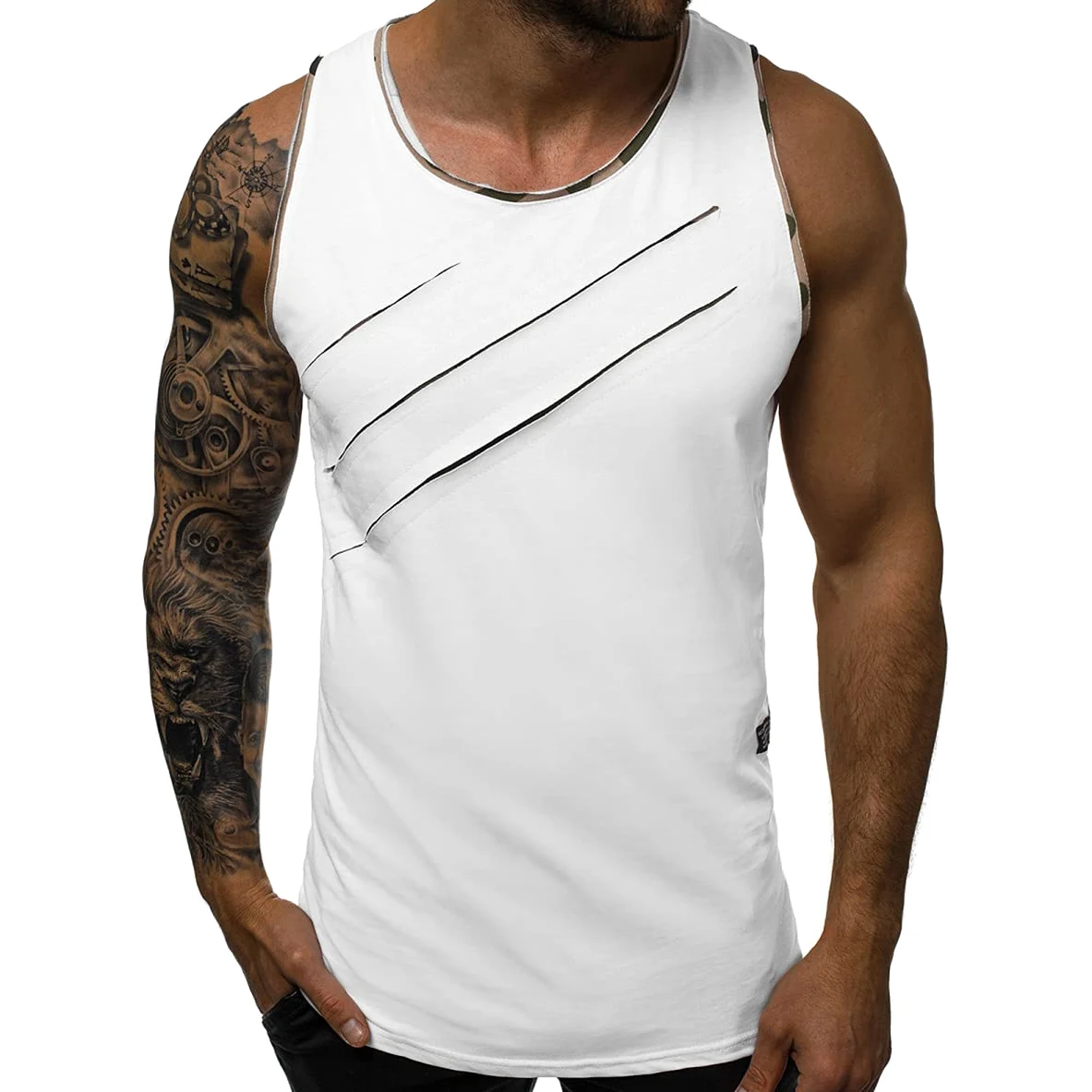 Men’s Tank Top, 2 Pack Sleeveless Tops Breathable Gym Vest T-Shirt for Running Fitness Sport