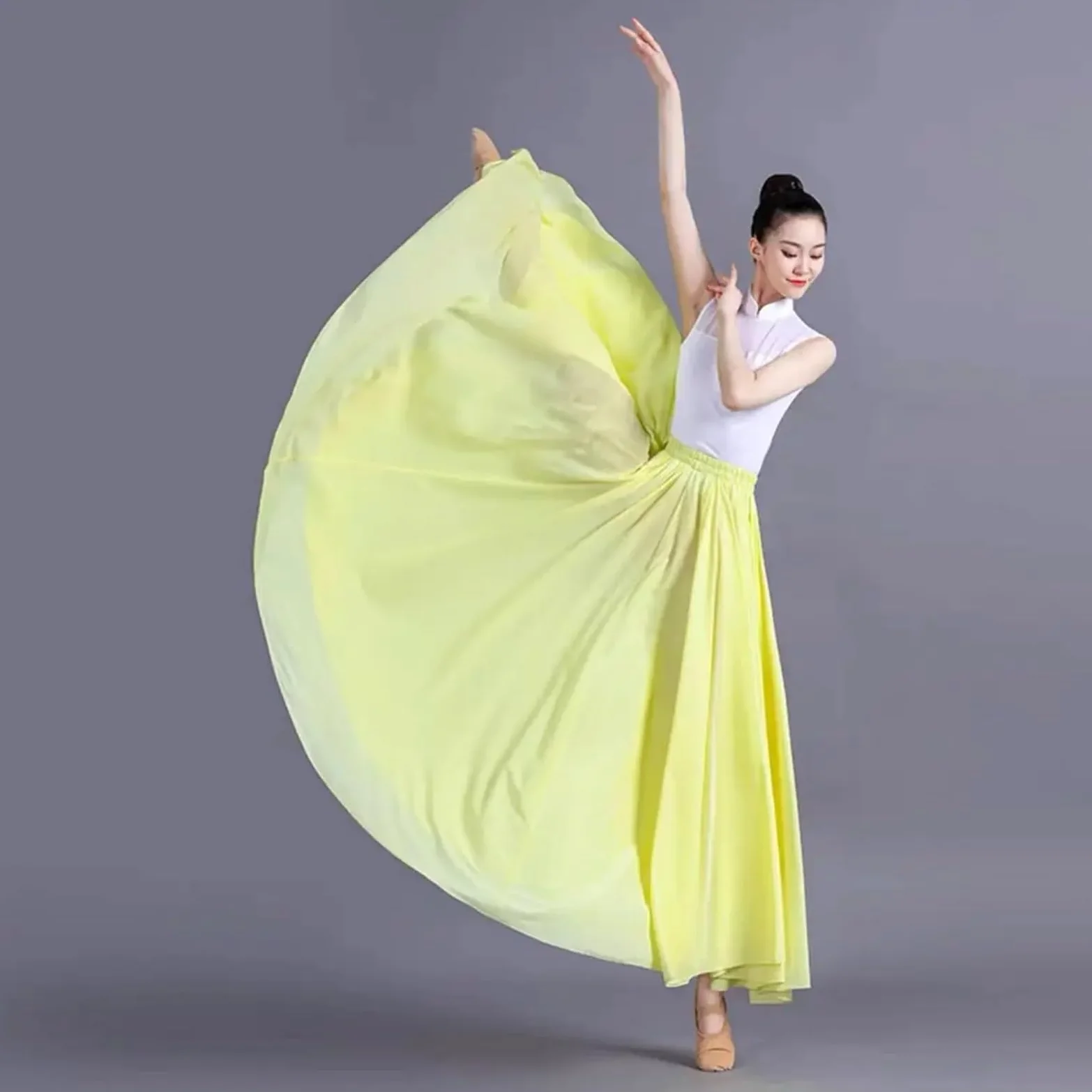 Falda de Gasa Dos Capas Color macarrón, 540/720 Grados, for Ballet, Danza, for Mujer, Faldas largas, for práctica clásica y Moderna para Baile(Purple,540 Degrees 90cm)