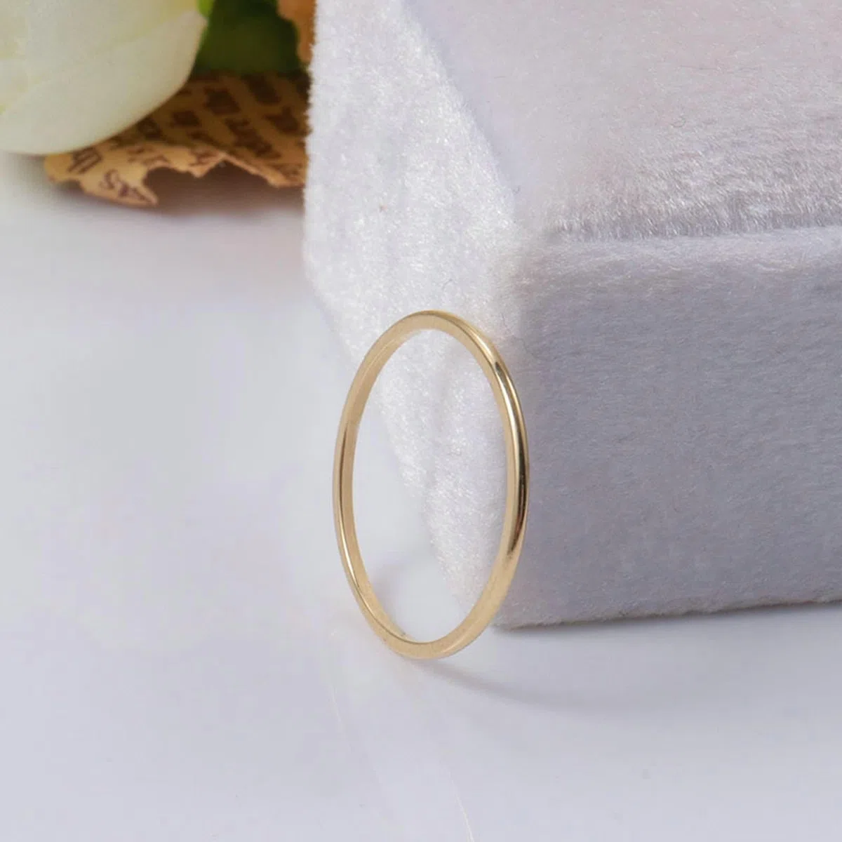 Anillo de boda de oro real Au 375/585/750, anillo de boda, anillo apilable fino para parejas, oro 9 K/14 K/18 K, sin alergias