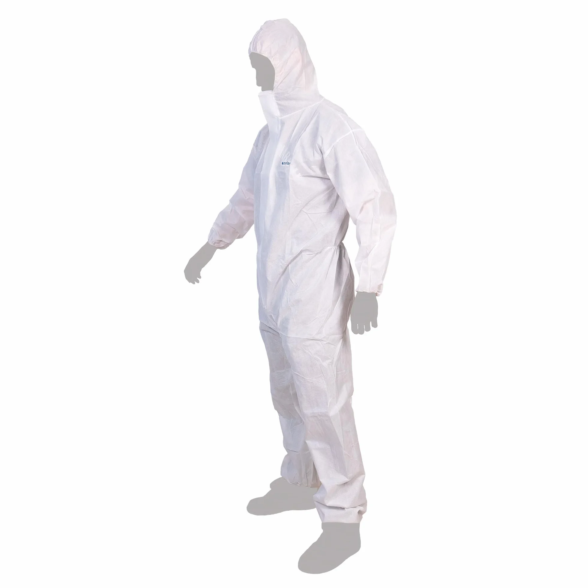 Cofan Buzo de Protección Desechable con Capucha Tipo 5/6 Cat III, Antiestático, Mono de Seguridad para Químicos, Pintura y Construcción, Tallas Desde la M a XXL